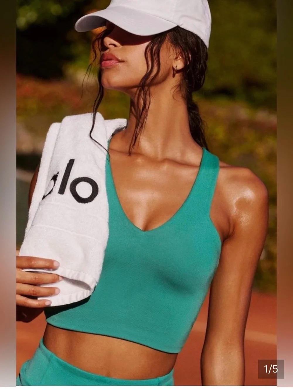 ALO Yoga Teal V-Neck Sports Bra Size Small